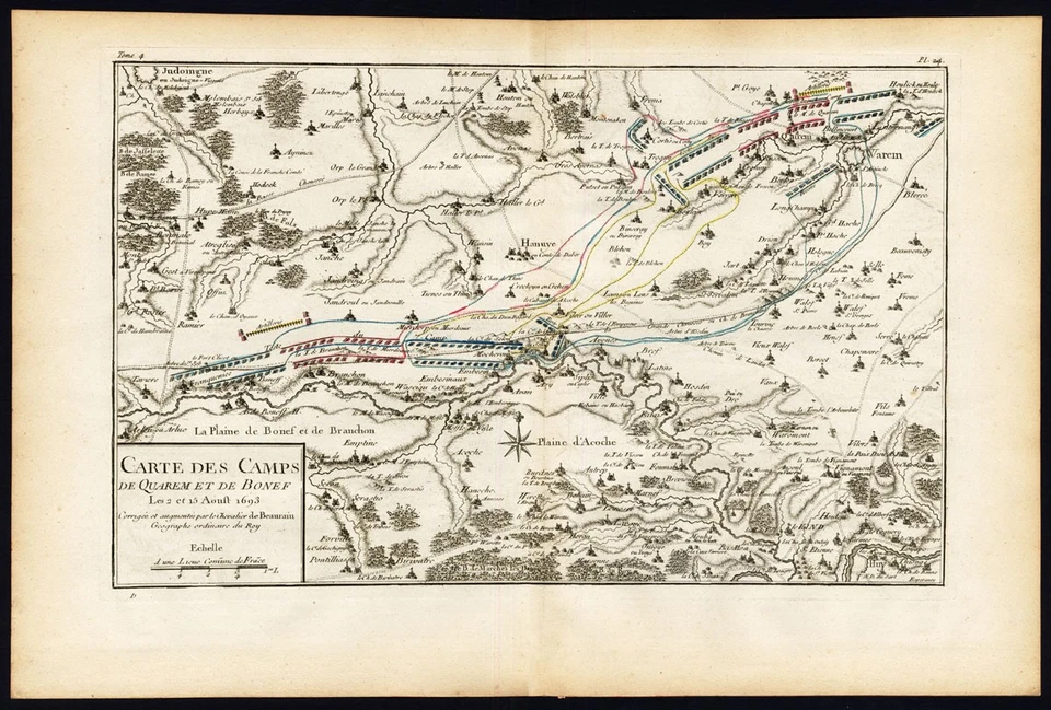 Antique Map-BATTLE-BELGIUM-BONEFFE-QUAREM-HUY-GELDENAKEN-BORGWORM-Beaurain-1776 - Image 1 of 1