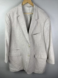 Perry Ellis Beige Linen Blend Sport Coat Size 48 Long 2 Button Non Structure - Picture 1 of 12