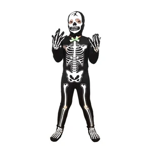 Hooded Halloween Skull Costume Glow-in-the-Dark Performance Suit Men - Picture 1 of 14