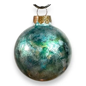Hand Painted Christmas Glass Ball Ornament New Unique Alcohol Ink Translucent - Picture 1 of 9
