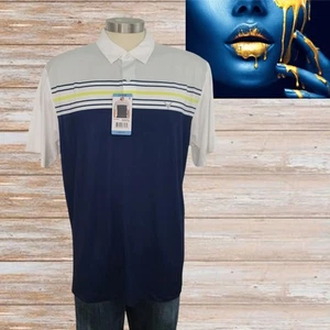 NWT Callaway Opti Dri Golf Mens Navy Blue White Short Sleeve Polo Shirt Sz L - Picture 1 of 6