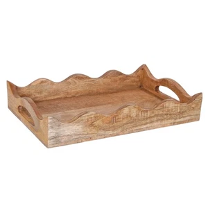 12x8x2,5 Zoll kleine Jakobsmuschel weiß gebrannt Ottomane Holz Serviertablett Mangoholz - Bild 1 von 7