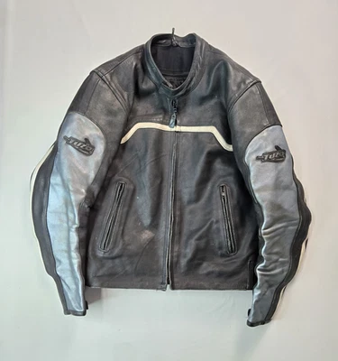Tuzo Motocouture Vintage Black Leather Racing Motorcycle Jacket Mens 40 Large L - Image 1 of 4