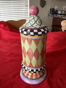 Mackenzie Childs Odd Fellows 16” Tall Canister Original Made In USA - Picture 1 of 4
