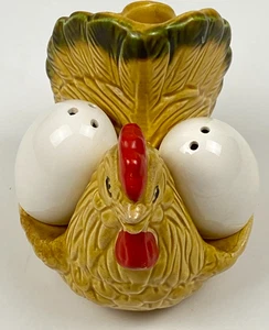Vtg Porcelain Hen Napkin Holder w/ Eggs Salt & Pepper Shakers Farmhouse MCM - Picture 1 of 11
