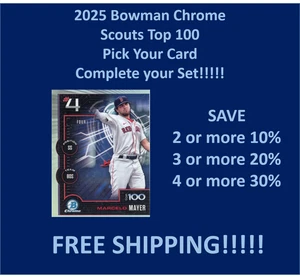2025 Bowman Chrome Scouts Top 100 You Pick/Complete Your Set!!!!! - Bild 1 von 32