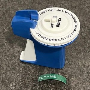 Vintage Rotex Manual Label Maker 3/8"- 9.5mm Cool Blue WORKS GREAT🔥 - Picture 1 of 9