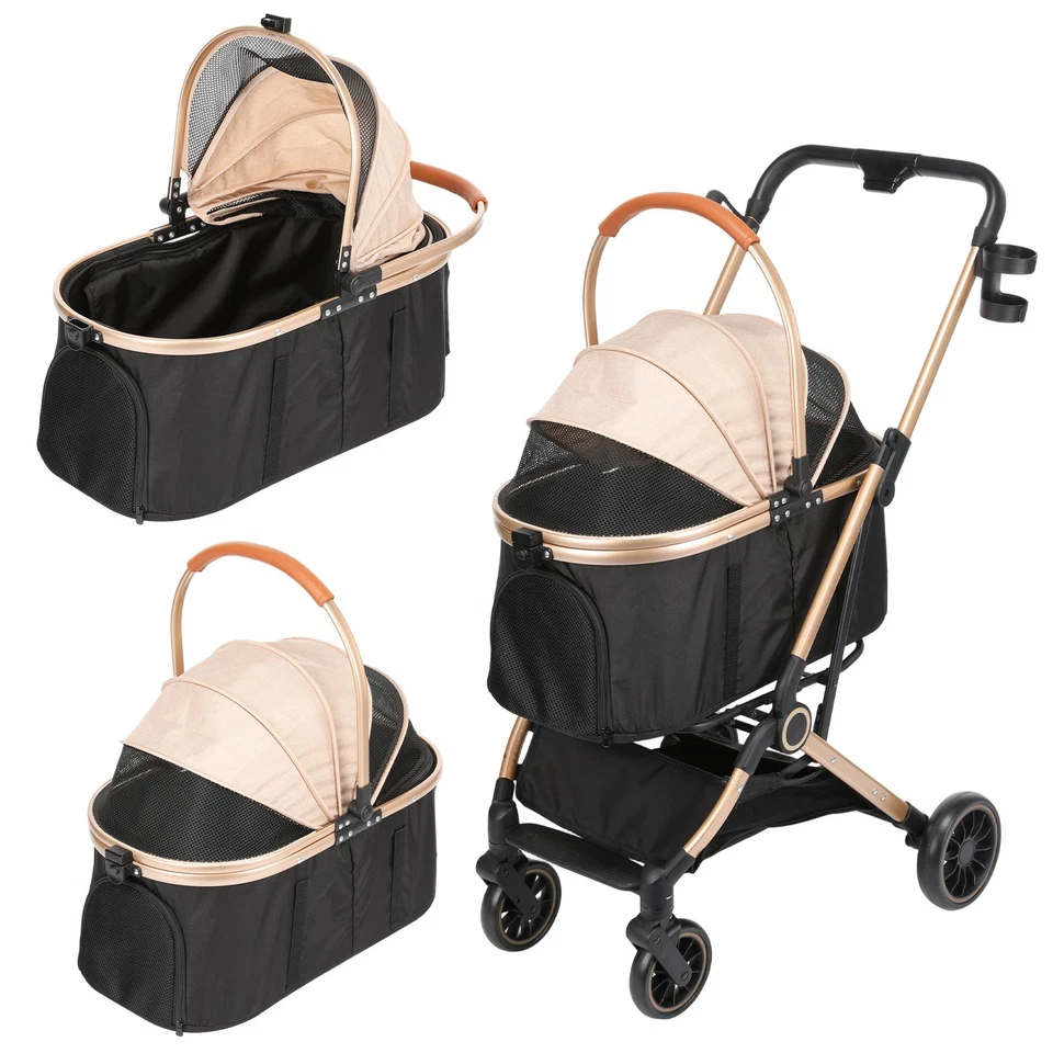 3 In1 Carbon Steel Pet Stroller,Folding Dog Strollers w/ Detachable Seat Carrier - Image 1 of 4