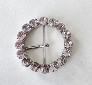Vintage Round Pink Crystal Belt Buckle Chanel Set Pink Crystals - Bild 1 von 6