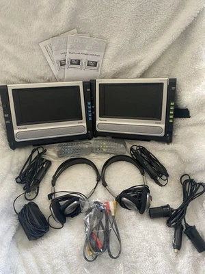 Pantalla doble de 7” ~ Reproductor de DVD portátil de Venturer ¡Funciona muy bien!! Foto 1 de 4