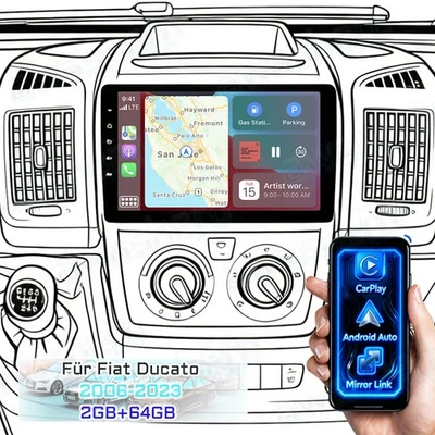 64GB Android 15 Autoradio Carplay Navi GPS Wifi FM RDS Für Fiat Ducato 2006-2023 - Bild 1 von 4