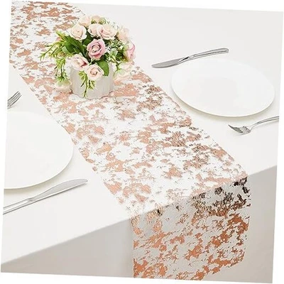 Glitter Table Runner - 11'' x 30 Feet, Metallic Mesh 11Inch x 30 Feet Rose Gold - Image 1 of 4