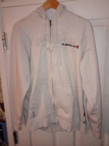 Mens Quicksilver Medium White Zip Up Hoodie Size M Very Good Condition - Picture 1 of 3