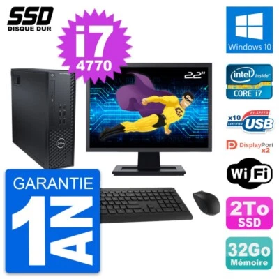 PC Dell T1700 SFF Ecran 22" Intel Core i7-4770 RAM 32Go SSD 2To Windows 10 Wifi - Bild 1 von 4