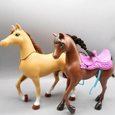 Lot 2 Mattel Barbie Horse Brown & Tan 9" tall 2012 Mattel