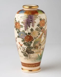 Jarrón urna para pájaros y flores Satsuma Japón "Clan Shimazu" 8,5 pulgadas - Imagen 1 de 9