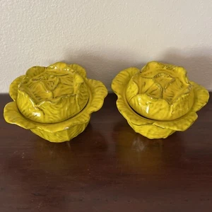 Vintage Midcentury Art Pottery Bowls Peasant Village Italy Yellow Figural AS IS - Picture 1 of 12