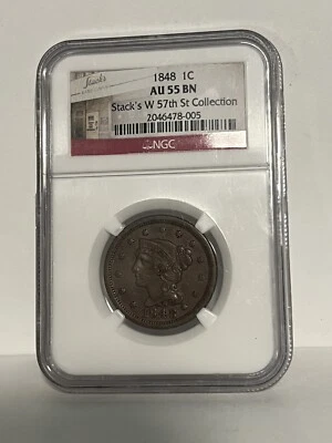 1848 N.17 Large cent, NGC AU55 BN, brown, smooth and sweet - Image 1 of 2