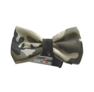 Nœud Papillon de Fantaisie Camouflage Beige Vert Tourterelle Made IN Italy - Picture 1 of 9