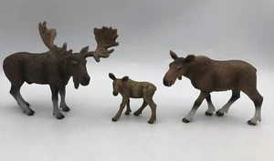 Schleich MOOSE FAMILY 2009 Retired Wildlife Animal Figures 14621 14620 14619 - Picture 1 of 6