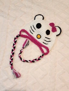 Hello Kitty Knit Beanie Fits Baby's and Toddlers, Hand Made, Crocheted Beanie - Picture 1 of 2