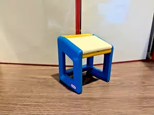 Vintage Little Tikes Blue and Yellow Dollhouse Drawing Desk Doll Furniture - Picture 1 of 6