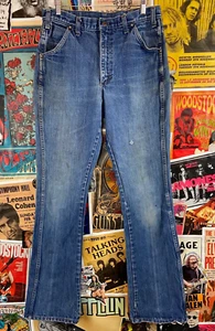 Vintage Distressed Ely Cattleman Western Cowboy Denim Workwear Jeans 32x34 Mens - Picture 1 of 11