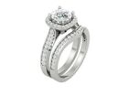 Excellent Round Cut 1.30CT Moissanite Halo Wedding Ring Set Silver Promise Rings