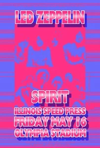 LED ZEPPELIN Concert Poster by Rock Artist Carl Lundgren 1969 (cancelled show) - Picture 1 of 1