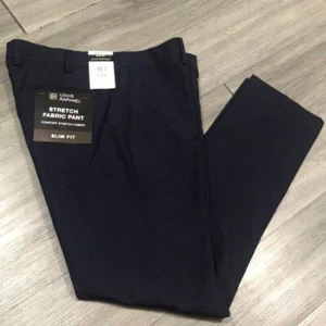 Louis Raphael NWT Navy Blue Comfort Stretch Slim Fit Flat Front Dress Slacks - Picture 1 of 9
