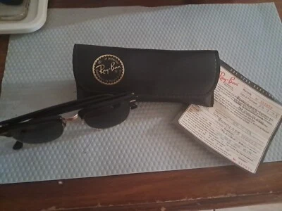 Vintage B&L  Ray Ban USA Olympian II Wrap L1004 Black & Gold Frame Sunglasses - Image 1 of 4