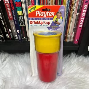 TAZA DRINKUP PLAYTEX VINTAGE / TAZA PARA SORBER 2000 ROJA Y AMARILLA - Imagen 1 de 5