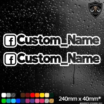 MAMMOTH STICKERS 2x Facebook Your Name Personalised Custom Window Vinyl Decal Car Sticker Outline