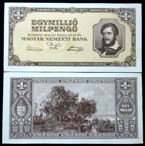Hungary 1,000,000  Milpengo 1946 P-128 VF Banknote World Paper Money Cover