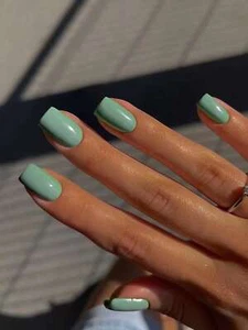Mint Green 24pcs Short Square Fake Nail Set False Nails Press On Nails Glue On - Picture 1 of 6