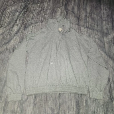 Michael Kors Womens Gray Hoodie Drawstring MK Logo Cropped Sweatshirt - Image 1 of 4