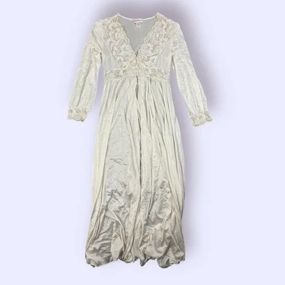 Camisola Lingerie Vintage Shadowline Princesa Marfim Peignoir Robe Tamanho Médio - Imagem 1 de 4