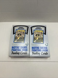 2x NOTRE DAME Football First Edition Trading Cards 1990 Collegiate Box 36 Packs - Picture 1 of 3