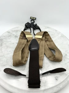 Neu mit Etikett Wearhouse Hosenträger für Herren hellbraun Knopfleiste verstellbar klassisch 100 % Seide - Bild 1 von 5