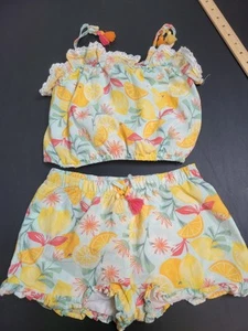 C&C California KidGirls Size 7/8 Medium Peach Floral Shorts And Top Outfit - Picture 1 of 11