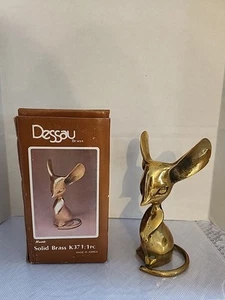 Vintage Dessau Solid Brass Mouse Paperweight Big Ears 6" Made in Korea W/ Box - Picture 1 of 5