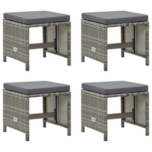 Gartenhocker 4 Stk. mit Sitzkissen Poly Rattan Grau - Bild 1 von 6