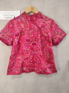Top/Blusa Monzón Originals Mujer Reino Unido 16 Rosa Floral 100% Seda Elegante Oriental - Imagen 1 de 11
