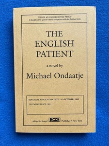 Michael Ondaatje - signiert - Der englische Patient - unkorrigierter Nachweis ARC 1st 1992 - Bild 1 von 4