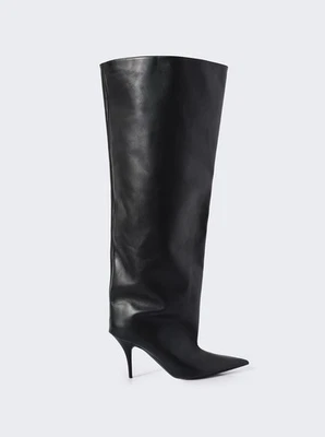 Balenciaga Waders 90mm Knee High Black Leather Heeled Boots Size 40 / 10 US NWOB - Image 1 of 4