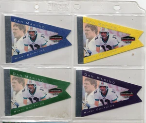 4) 1998 PLAYOFF CONTENDERS PENNANTS FELT #51 Dan Marino Yellow Purple Blue Green - Picture 1 of 2