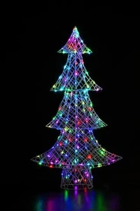 Noma 1.5M DICKENSIAN TREE 100 LEDS WHITE RATTAN COLOUR CHANGEABLE TREE - Picture 1 of 8