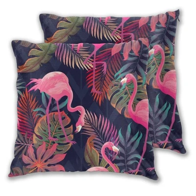 Juego de 2 fundas de almohada para plantas tropicales rosa flamencos fundas de almohada... Foto 1 de 4
