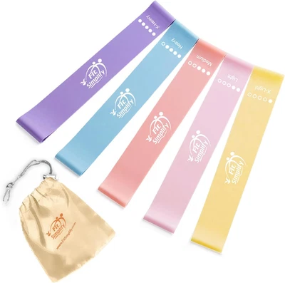 Bandas de ejercicio de bucle de resistencia con guía de instrucciones y bolsa de transporte, juego de 5 Foto 1 de 4