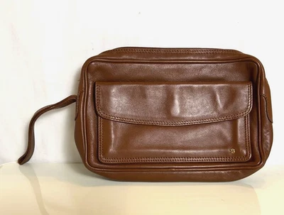 Cartera sin asas vintage de cuero marrón Bally con bolsillos - correa para muñeca Foto 1 de 4